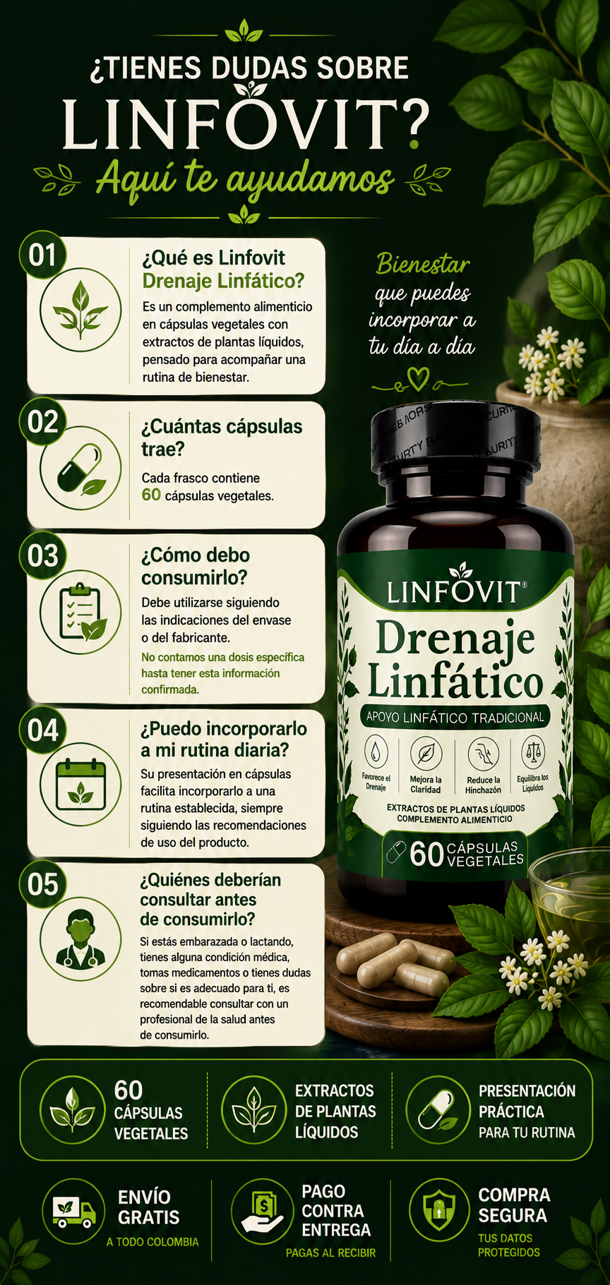 LINFOVIT - 🌿 2 FRASCOS EN 1 — ¡SOLO $79.900! 60 cápsulas vegetales para acompañar tu rutina de bienestar
