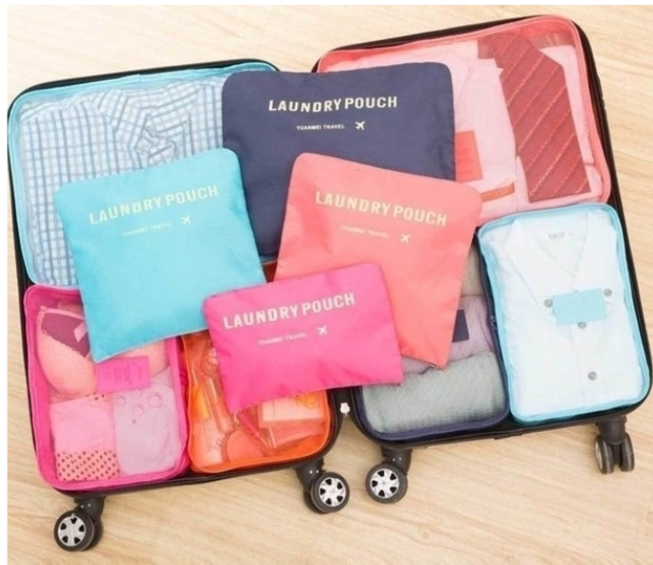 BOLSA VIAJE X 6 + BOLSA PLEGABLE VIAJE