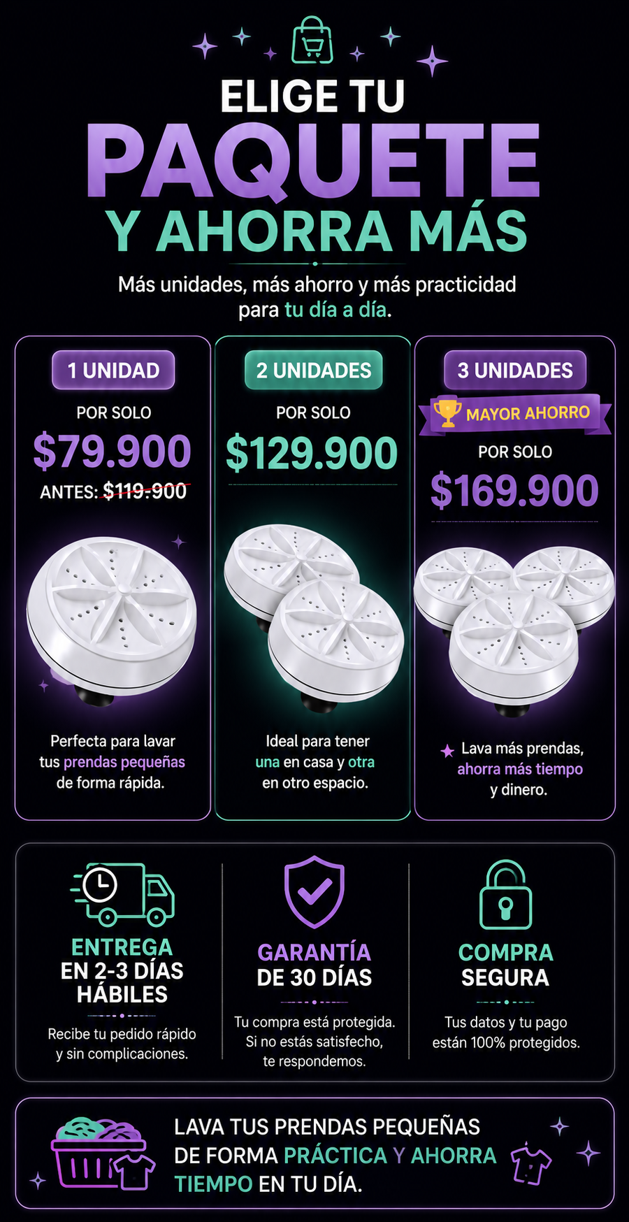 AquaTurbo – Mini Lavadora Portátil de Alta Eficiencia