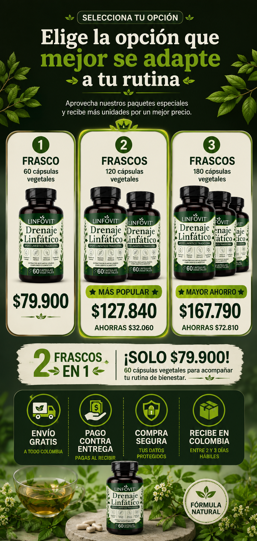 LINFOVIT - 🌿 2 FRASCOS EN 1 — ¡SOLO $79.900! 60 cápsulas vegetales para acompañar tu rutina de bienestar