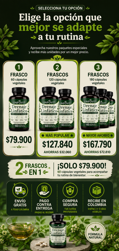 LINFOVIT - 🌿 2 FRASCOS EN 1 — ¡SOLO $79.900! 60 cápsulas vegetales para acompañar tu rutina de bienestar